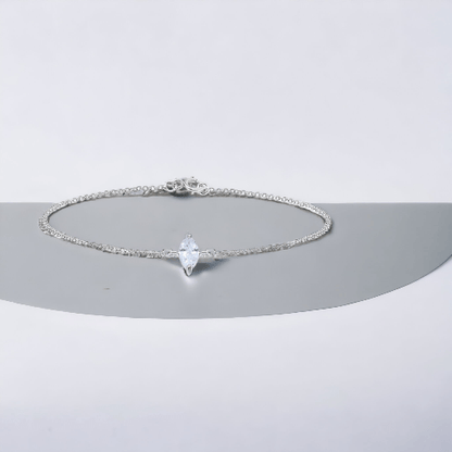 Silver Diamond Shaped CZ Anklet