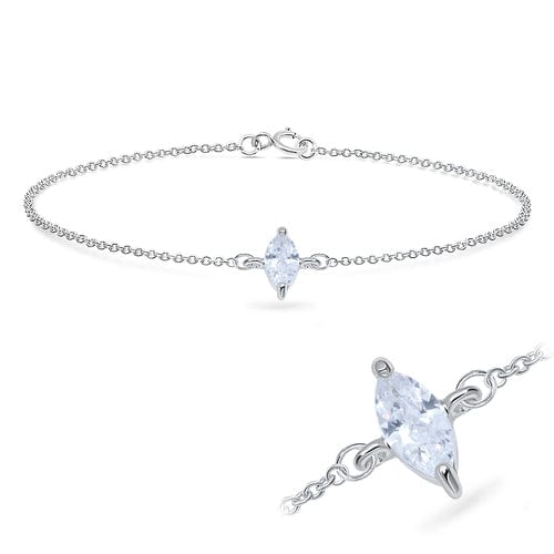 Silver Diamond Shaped CZ Anklet