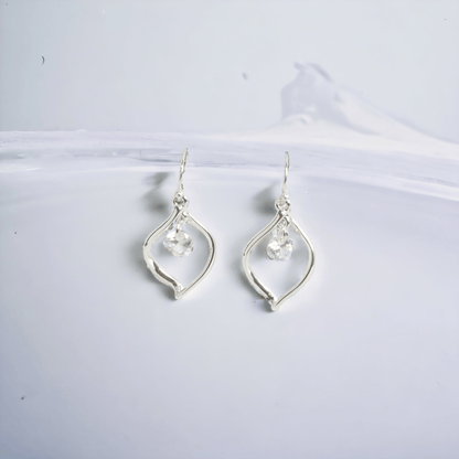 Tear Drop Earrings with Floating Crystal - J & S Expressions