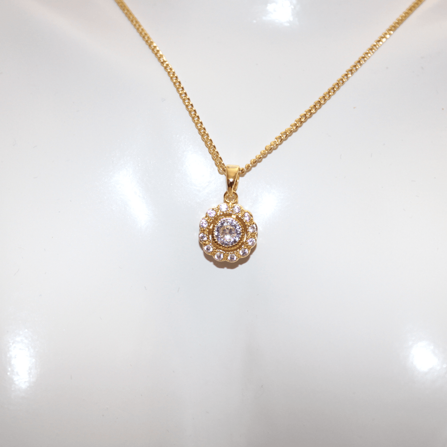 Gold Plated Round Shape Swarovski® Crystal Necklace