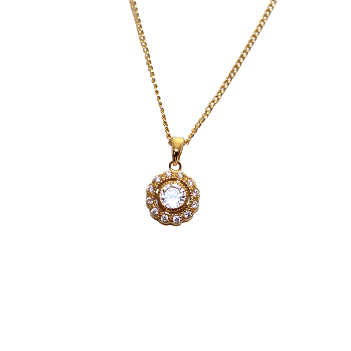 Gold Plated Round Shape Swarovski® Crystal Necklace