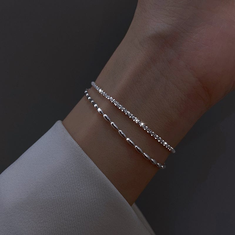 Geometric Sterling Silver Plating Double Bracelets