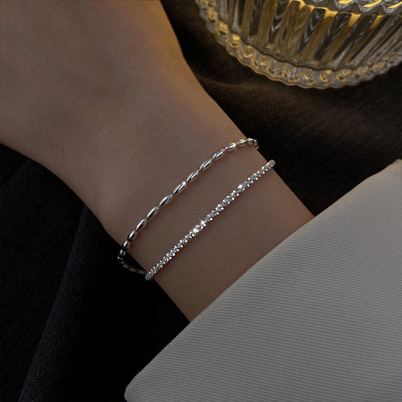 Geometric Sterling Silver Plating Double Bracelets