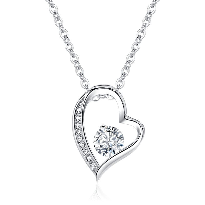 Heart Shape Sterling Silver Rhinestones Pendant