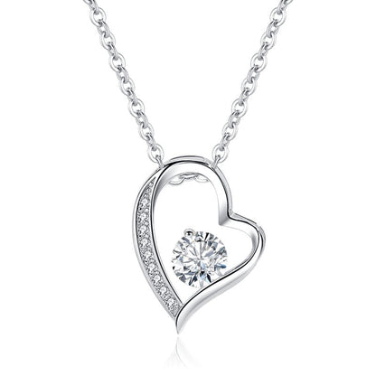 Heart Shape Sterling Silver Rhinestones Pendant