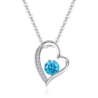 Heart Shape Sterling Silver Rhinestones Pendant