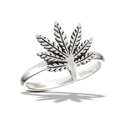 Sterling Silver Marijuana Leaf Ring - J & S Expressions