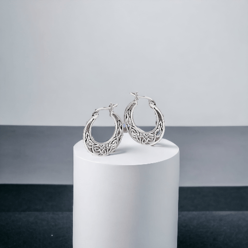 Sterling Silver Celtic Filigree Hoop Earrings - J & S Expressions