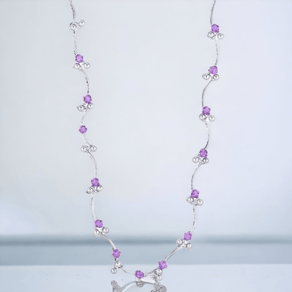 Sterling Silver 16.5 Inch necklace with Purple Crystals - J & S Expressions