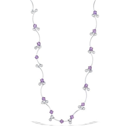 Sterling Silver 16.5 Inch necklace with Purple Crystals - J & S Expressions