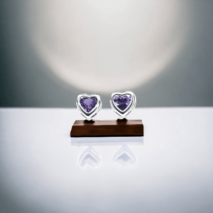 Purple Heart Earrings with Sterling Silver Overlay - J & S Expressions