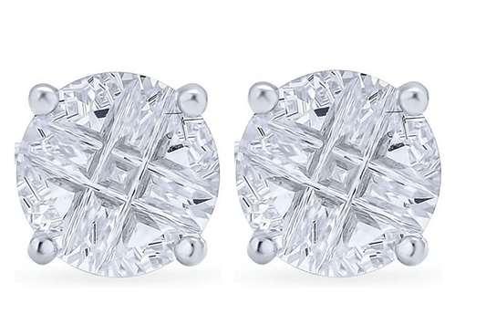 Checkerboard Cut CZ Stud Earrings