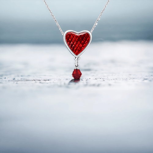 Red Heart necklace with Crystal Drop - J & S Expressions