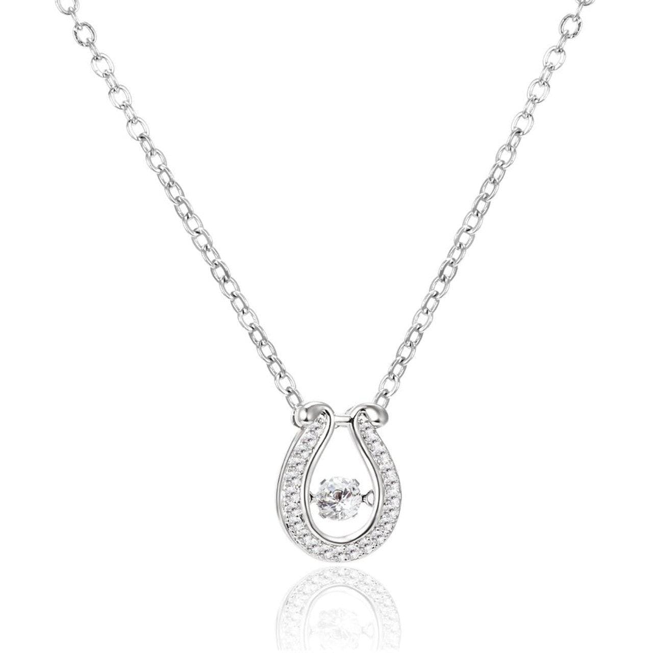 Horseshoe Necklace with Floating Crystal - J & S Expressions