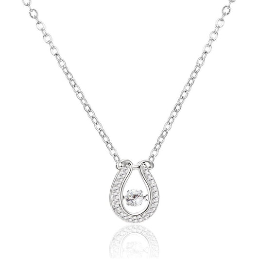 Horseshoe Necklace with Floating Crystal - J & S Expressions